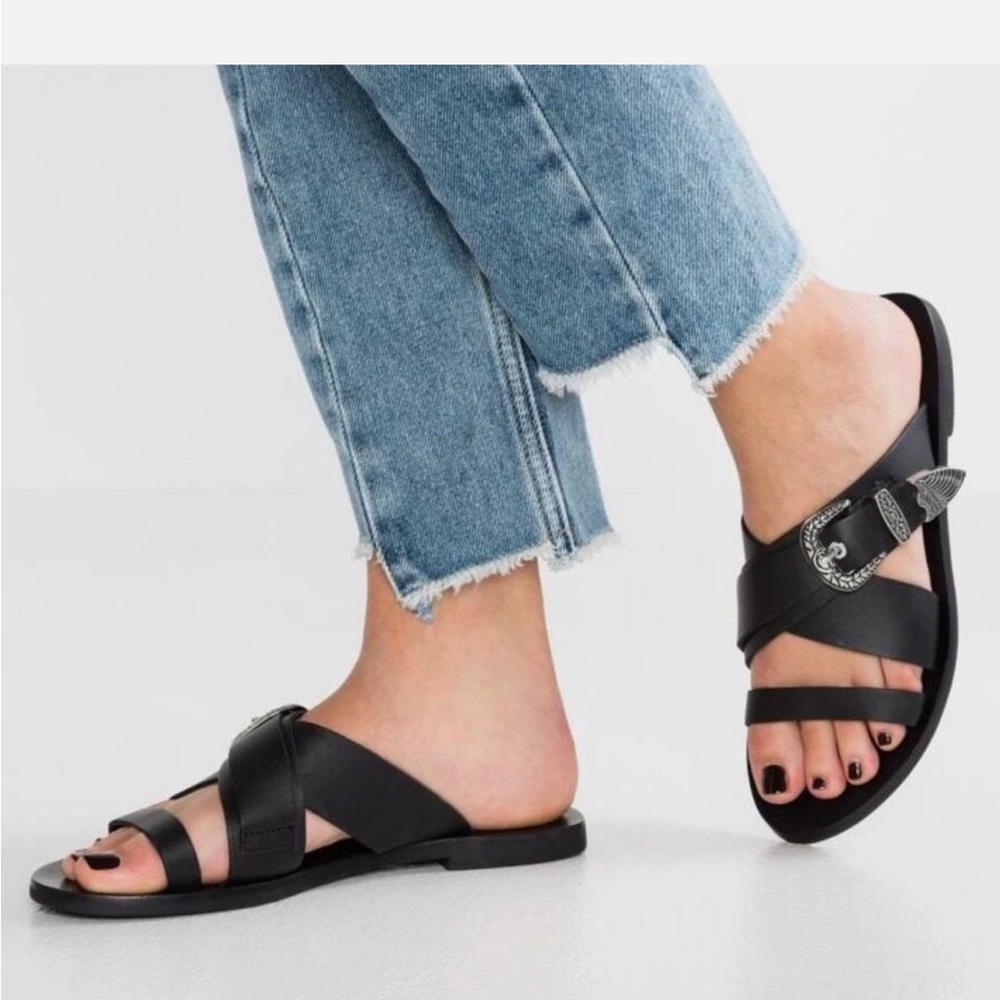 Sol Sana Cassidy Black Leather Women Sandals